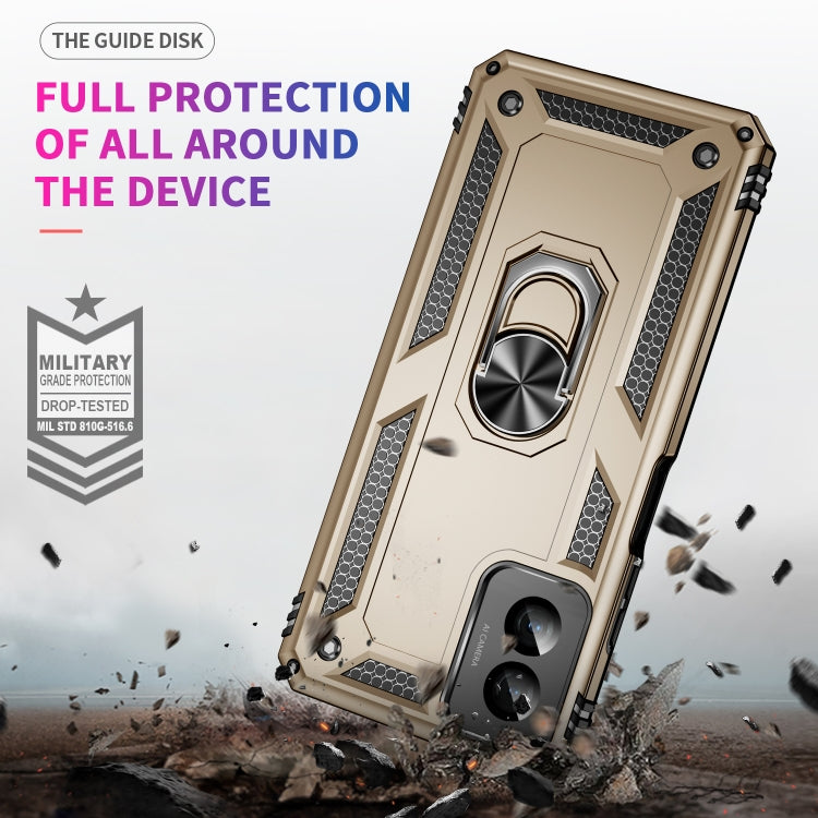 For Motorola Moto G Power 5G 2024 Shockproof TPU + PC Phone Case with Holder(Gold)