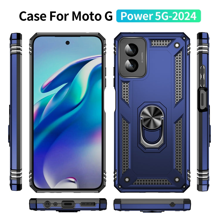For Motorola Moto G Power 5G 2024 Shockproof TPU + PC Phone Case with Holder(Blue)