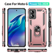 For Motorola Moto G Power 5G 2024 Shockproof TPU + PC Phone Case with Holder(Rose Gold)
