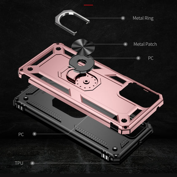 For Motorola Moto G Power 5G 2024 Shockproof TPU + PC Phone Case with Holder(Rose Gold)