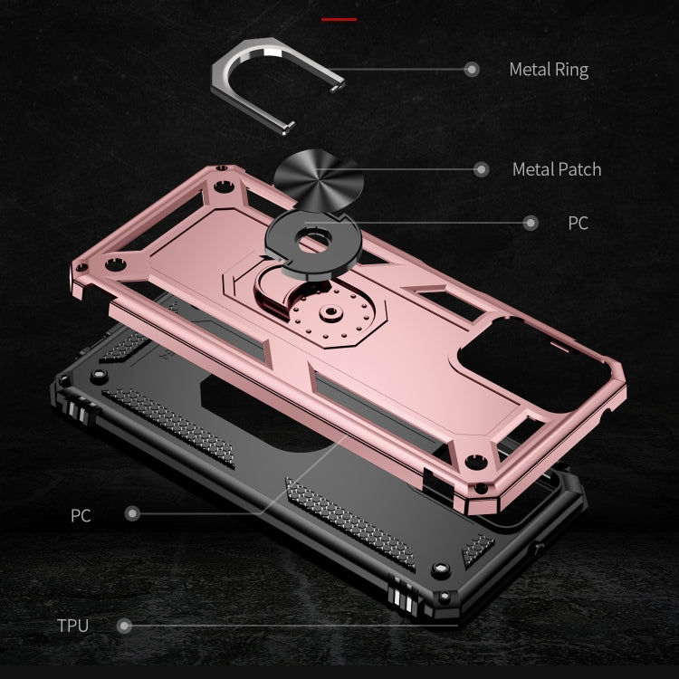 For Motorola Moto G Power 5G 2024 Shockproof TPU + PC Phone Case with Holder(Rose Gold)