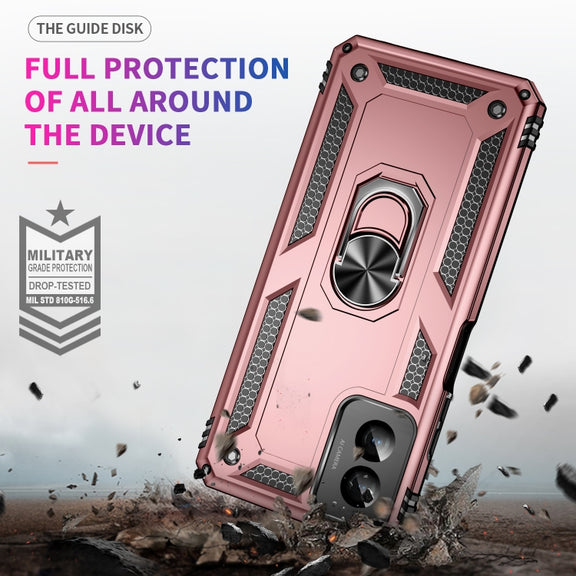 For Motorola Moto G Power 5G 2024 Shockproof TPU + PC Phone Case with Holder(Rose Gold)