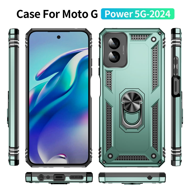 For Motorola Moto G Power 5G 2024 Shockproof TPU + PC Phone Case with Holder(Dark Green) - Motorola Cases by PMC Jewellery | Online Shopping South Africa | PMC Jewellery | Buy Now Pay Later Mobicred