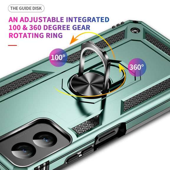 For Motorola Moto G Power 5G 2024 Shockproof TPU + PC Phone Case with Holder(Dark Green)