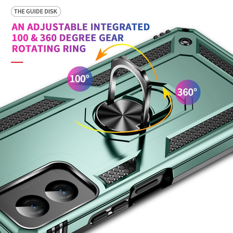 For Motorola Moto G Power 5G 2024 Shockproof TPU + PC Phone Case with Holder(Dark Green)