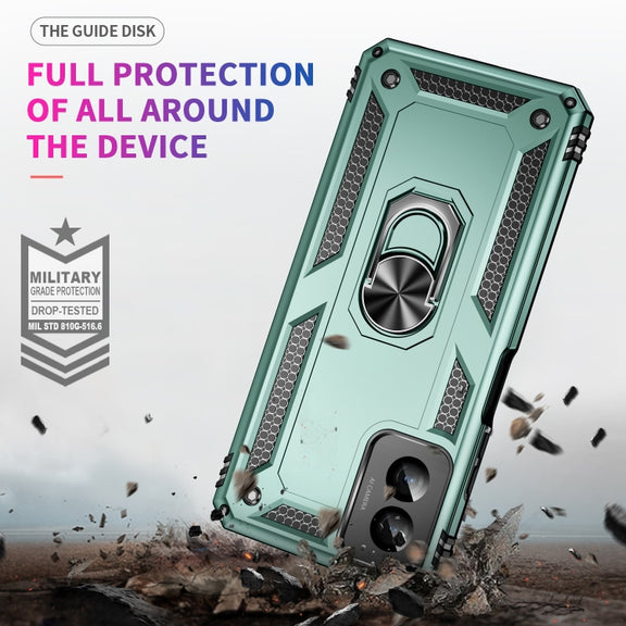 For Motorola Moto G Power 5G 2024 Shockproof TPU + PC Phone Case with Holder(Dark Green)