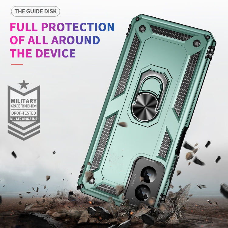 For Motorola Moto G Power 5G 2024 Shockproof TPU + PC Phone Case with Holder(Dark Green)