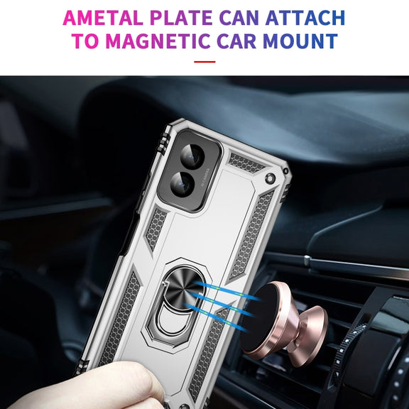 For Motorola Moto G Power 5G 2024 Shockproof TPU + PC Phone Case with Holder(Silver)
