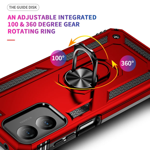 For Motorola Moto G Play 4G 2024 Shockproof TPU + PC Phone Case with Holder(Red)