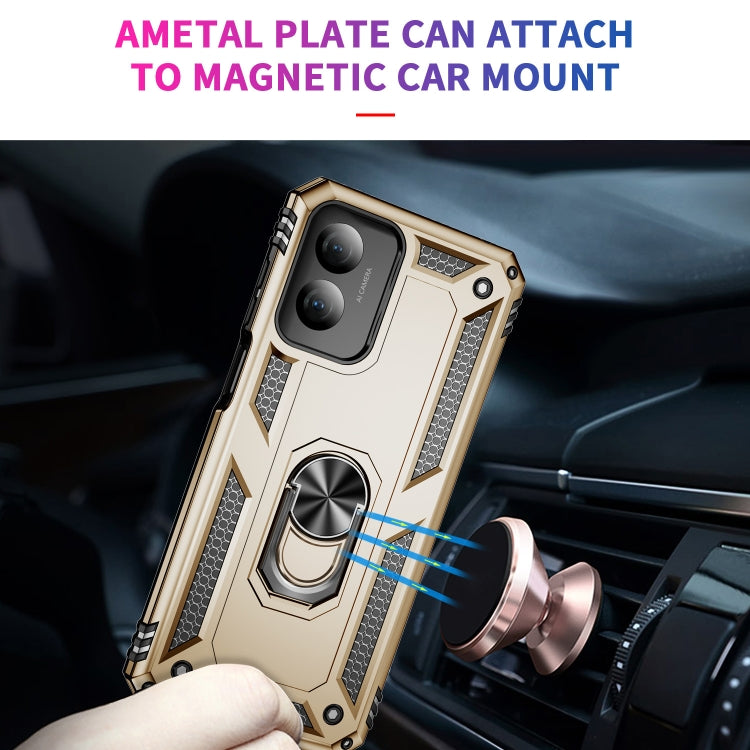 For Motorola Moto G Play 4G 2024 Shockproof TPU + PC Phone Case with Holder(Gold) - Motorola Cases by PMC Jewellery | Online Shopping South Africa | PMC Jewellery | Buy Now Pay Later Mobicred