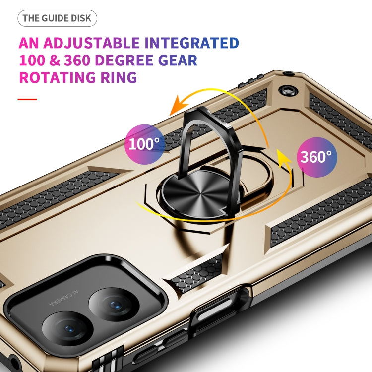 For Motorola Moto G Play 4G 2024 Shockproof TPU + PC Phone Case with Holder(Gold)