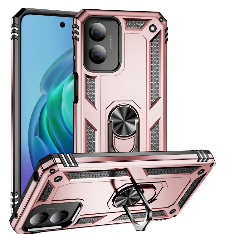 For Motorola Moto G Play 4G 2024 Shockproof TPU + PC Phone Case with Holder(Rose Gold) - Motorola Cases by PMC Jewellery | Online Shopping South Africa | PMC Jewellery | Buy Now Pay Later Mobicred
