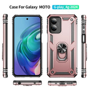For Motorola Moto G Play 4G 2024 Shockproof TPU + PC Phone Case with Holder(Rose Gold)