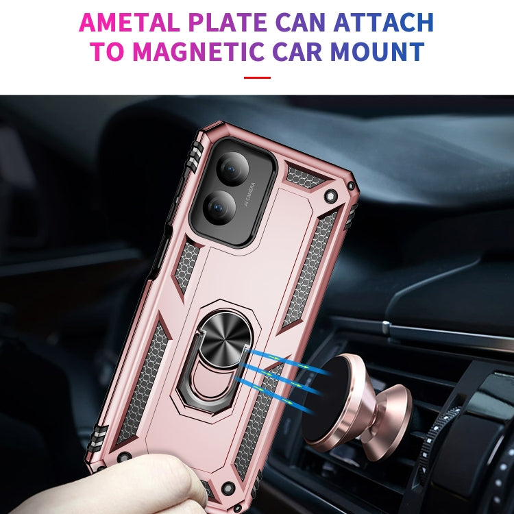 For Motorola Moto G Play 4G 2024 Shockproof TPU + PC Phone Case with Holder(Rose Gold)