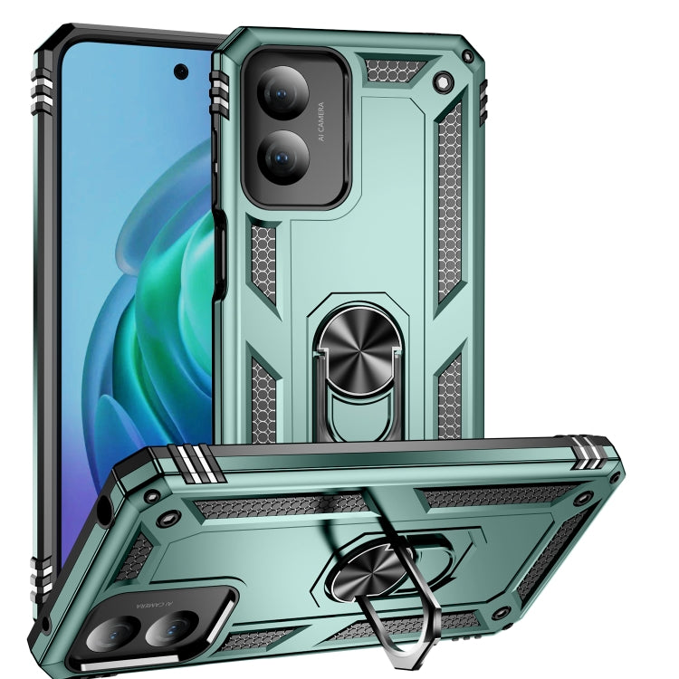 For Motorola Moto G Play 4G 2024 Shockproof TPU + PC Phone Case with Holder(Dark Green) - Motorola Cases by PMC Jewellery | Online Shopping South Africa | PMC Jewellery | Buy Now Pay Later Mobicred