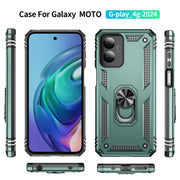 For Motorola Moto G Play 4G 2024 Shockproof TPU + PC Phone Case with Holder(Dark Green)