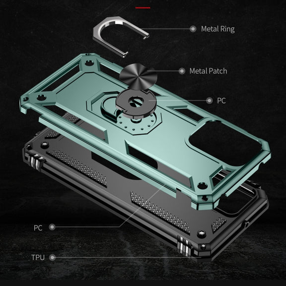 For Motorola Moto G Play 4G 2024 Shockproof TPU + PC Phone Case with Holder(Dark Green)