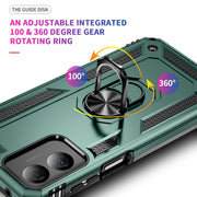 For Motorola Moto G Play 4G 2024 Shockproof TPU + PC Phone Case with Holder(Dark Green)