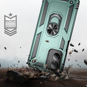 For Motorola Moto G Play 4G 2024 Shockproof TPU + PC Phone Case with Holder(Dark Green)