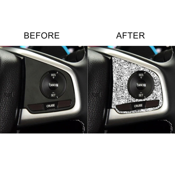 For Honda Civic 2016-2019 Car Steering Wheel Buttons High Configuration Diamond Decorative Sticker, Left and Right Drive