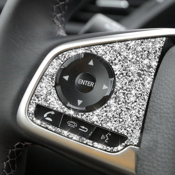 For Honda Civic 2016-2019 Car Steering Wheel Buttons Low Configuration Diamond Decorative Sticker, Left and Right Drive