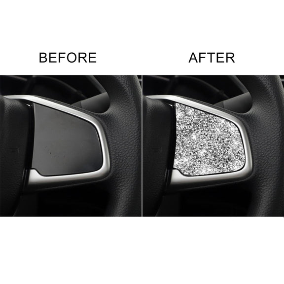 For Honda Civic 2016-2019 Car Steering Wheel Buttons Low Configuration Diamond Decorative Sticker, Left and Right Drive