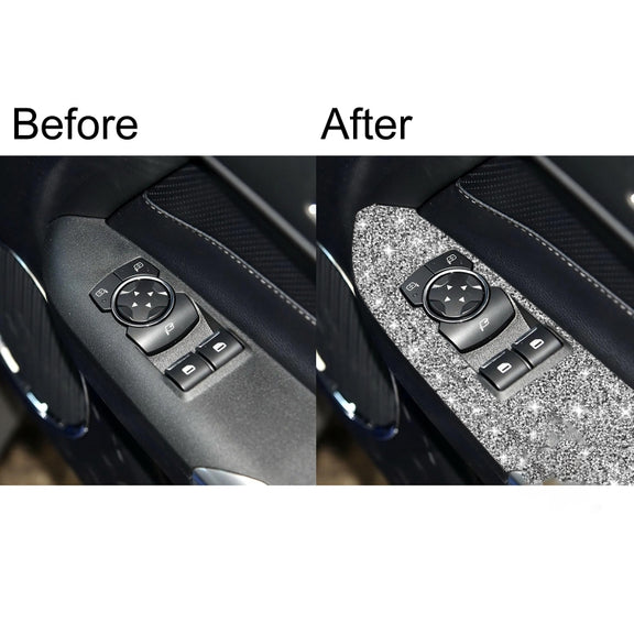 For Ford Mustang 2015-2020 4pcs Car Window Lift Panel Diamond Decoration Sticker, Right Drive
