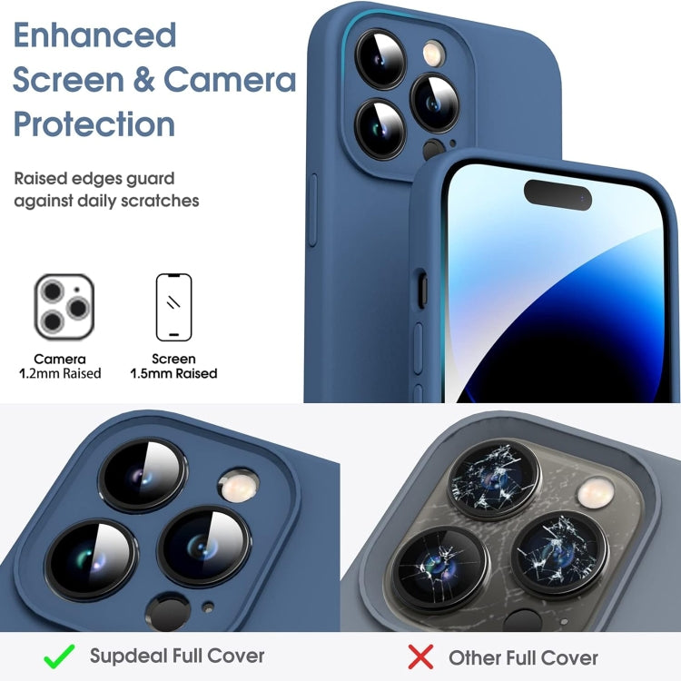 For iPhone 16 Microfiber Liquid Silicone Shockproof Phone Case(Blue)