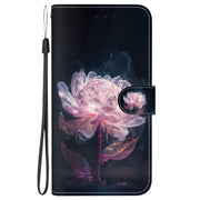 For OPPO A60 4G Crystal Texture Colored Drawing Leather Phone Case(Purple Peony)