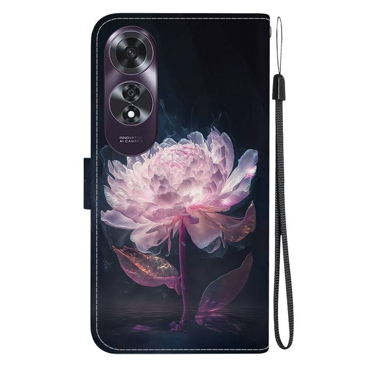 For OPPO A60 4G Crystal Texture Colored Drawing Leather Phone Case(Purple Peony) - OPPO Cases by PMC TechLife | Online Shopping South Africa | PMC TechLife | Buy Now Pay Later Mobicred