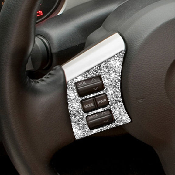 For Nissan 350Z 2003-2009 2pcs Car Steering Wheel Button Frame A Diamond Sticker,Left and Right Drive Universal