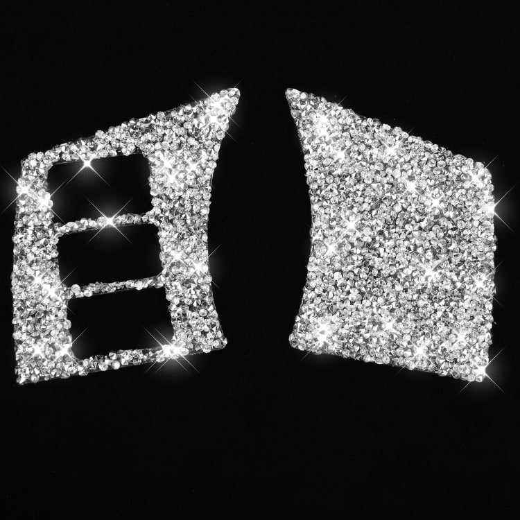 For Nissan 350Z 2003-2009 2pcs Car Steering Wheel Button Frame C Diamond Sticker,Left and Right Drive Universal