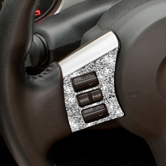 For Nissan 350Z 2003-2009 2pcs Car Steering Wheel Button Frame C Diamond Sticker,Left and Right Drive Universal
