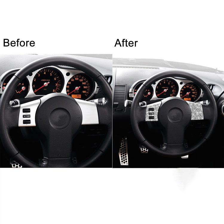 For Nissan 350Z 2003-2009 2pcs Car Steering Wheel Button Frame C Diamond Sticker,Left and Right Drive Universal