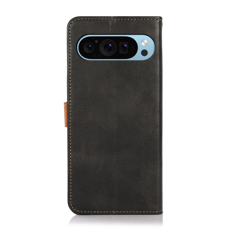 For Google Pixel 9 KHAZNEH Dual-color Cowhide Texture Flip Leather Phone Case(Black) - Google Cases by PMC TechLife | Online Shopping South Africa | PMC TechLife | Buy Now Pay Later Mobicred