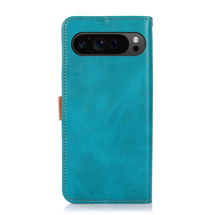 For Google Pixel 9 Pro KHAZNEH Dual-color Cowhide Texture Flip Leather Phone Case(Blue) - Google Cases by PMC TechLife | Online Shopping South Africa | PMC TechLife | Buy Now Pay Later Mobicred