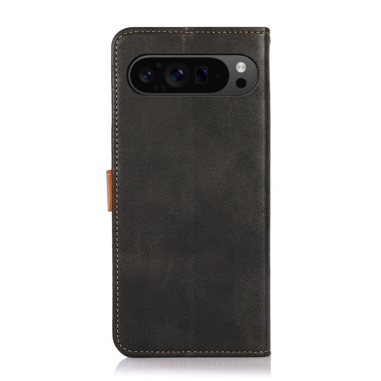 For Google Pixel 9 Pro KHAZNEH Dual-color Cowhide Texture Flip Leather Phone Case(Black) - Google Cases by PMC TechLife | Online Shopping South Africa | PMC TechLife | Buy Now Pay Later Mobicred