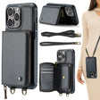 For iPhone 15 Pro Max JEEHOOD C22 Series Zipper Wallet Leather Phone Case with Dual Lanyard(Black) - iPhone 15 Pro Max Cases by JEEHOOD | Online Shopping South Africa | PMC TechLife | Buy Now Pay Later Mobicred
