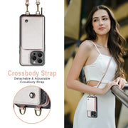 For iPhone 16 Pro Max JEEHOOD C22 Series Zipper Wallet Leather Phone Case with Dual Lanyard(Rose Gold)