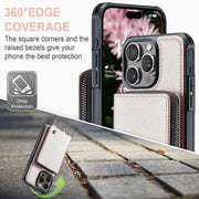 For iPhone 16 Pro Max JEEHOOD C22 Series Zipper Wallet Leather Phone Case with Dual Lanyard(Rose Gold)