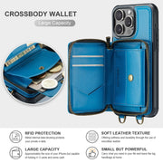 For iPhone 16 Pro JEEHOOD C22 Series Zipper Wallet Leather Phone Case with Dual Lanyard(Blue)