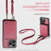 For iPhone 16 Pro JEEHOOD C22 Series Zipper Wallet Leather Phone Case with Dual Lanyard(Red)