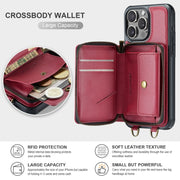 For iPhone 16 Pro JEEHOOD C22 Series Zipper Wallet Leather Phone Case with Dual Lanyard(Red)