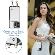 For iPhone 16 Pro JEEHOOD C22 Series Zipper Wallet Leather Phone Case with Dual Lanyard(White)