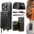 For iPhone 16 Pro JEEHOOD C22 Series Zipper Wallet Leather Phone Case with Dual Lanyard(Coffee) - iPhone 16 Pro Cases by JEEHOOD | Online Shopping South Africa | PMC TechLife | Buy Now Pay Later Mobicred