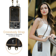 For iPhone 16 Pro JEEHOOD C22 Series Zipper Wallet Leather Phone Case with Dual Lanyard(Coffee)
