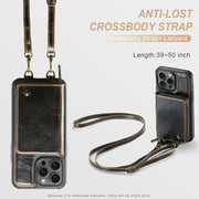For iPhone 16 Pro JEEHOOD C22 Series Zipper Wallet Leather Phone Case with Dual Lanyard(Coffee)
