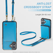 For iPhone 16 Plus JEEHOOD C22 Series Zipper Wallet Leather Phone Case with Dual Lanyard(Blue)
