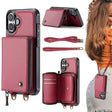 For iPhone 16 Plus JEEHOOD C22 Series Zipper Wallet Leather Phone Case with Dual Lanyard(Red) - free shipping - PMC TechLife - Order now!