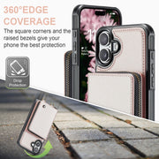 For iPhone 16 Plus JEEHOOD C22 Series Zipper Wallet Leather Phone Case with Dual Lanyard(Rose Gold)